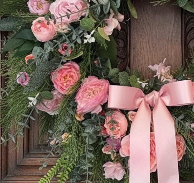 Large Pastel Pink Floral Wreath