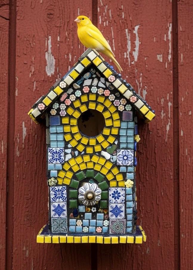Handcrafted Mosaic Birdhouse