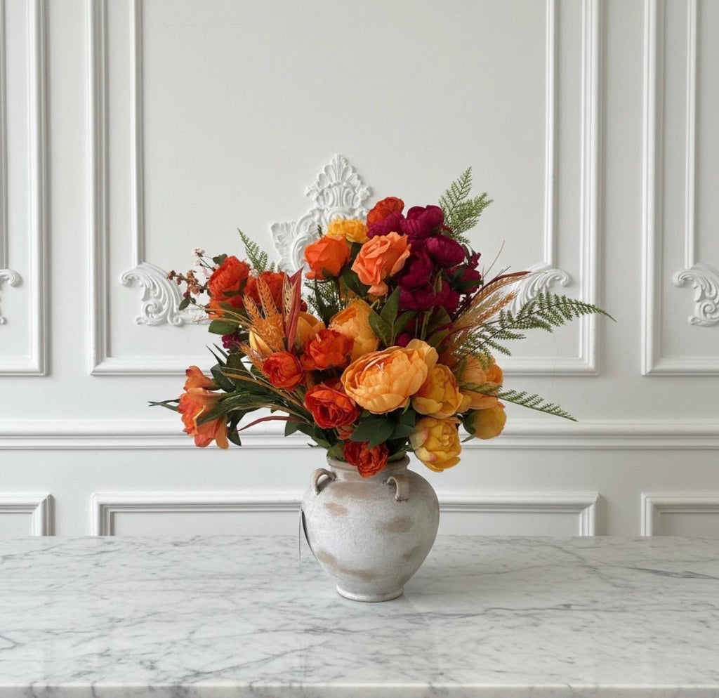 Fall Floral Arrangement in Ceramic Planter