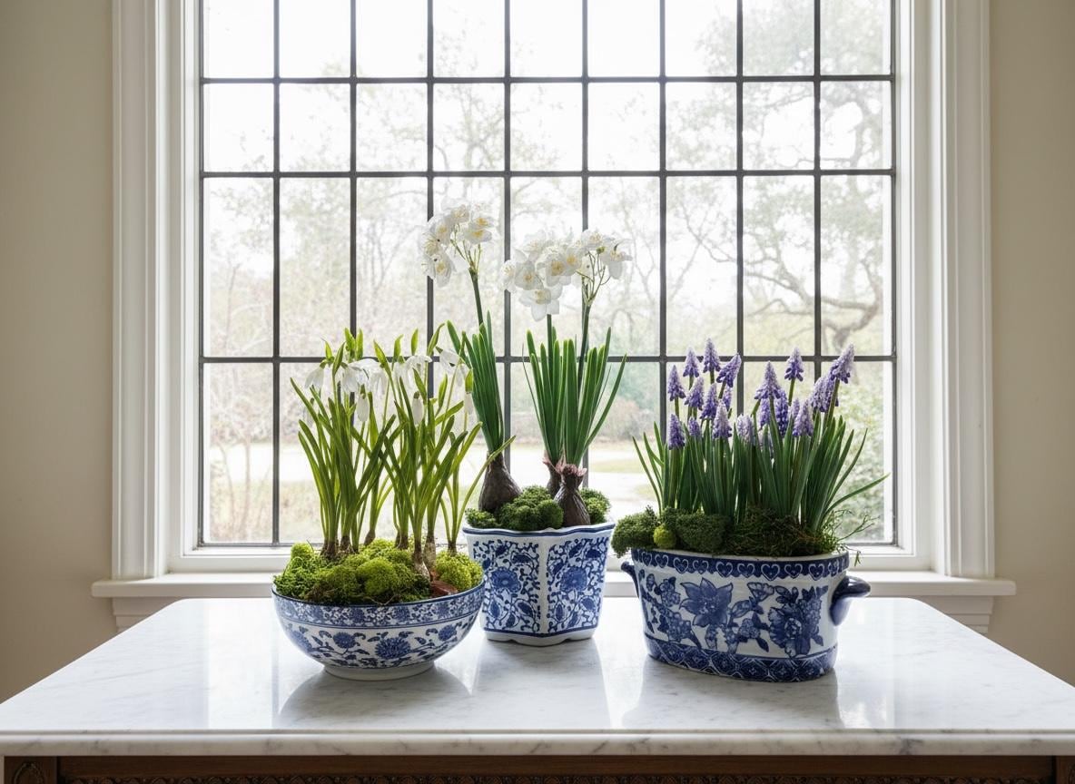 Paperwhite Narcissus Bulbs in Porcelain Planter