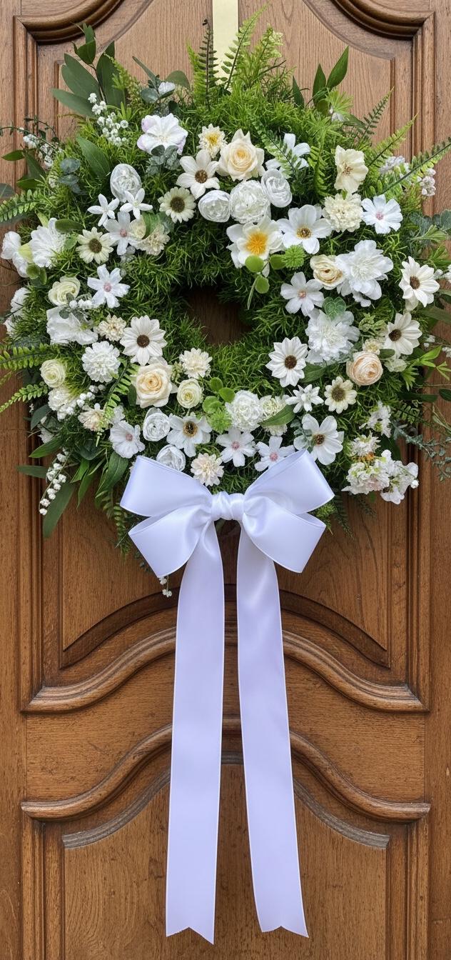 Large White Floral Wreath