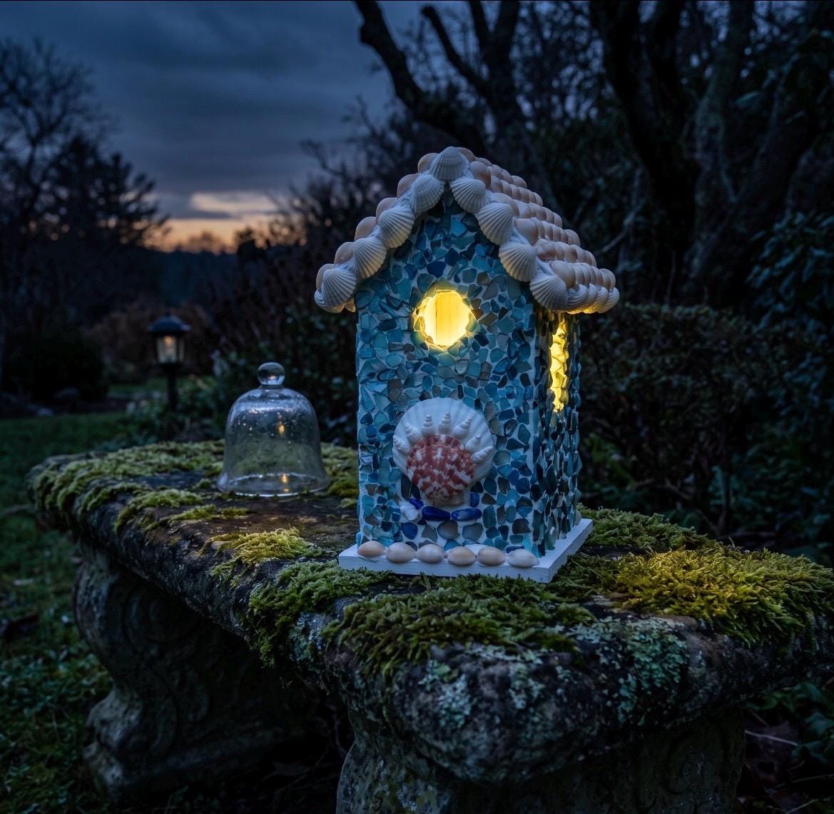 Handcrafted Coastal Seashell Birdhouse
