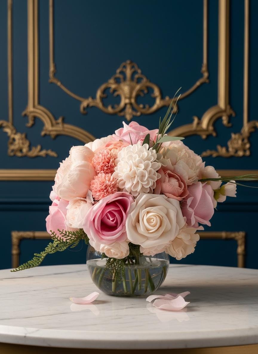Deluxe Pink Arrangement in a Glass Vase