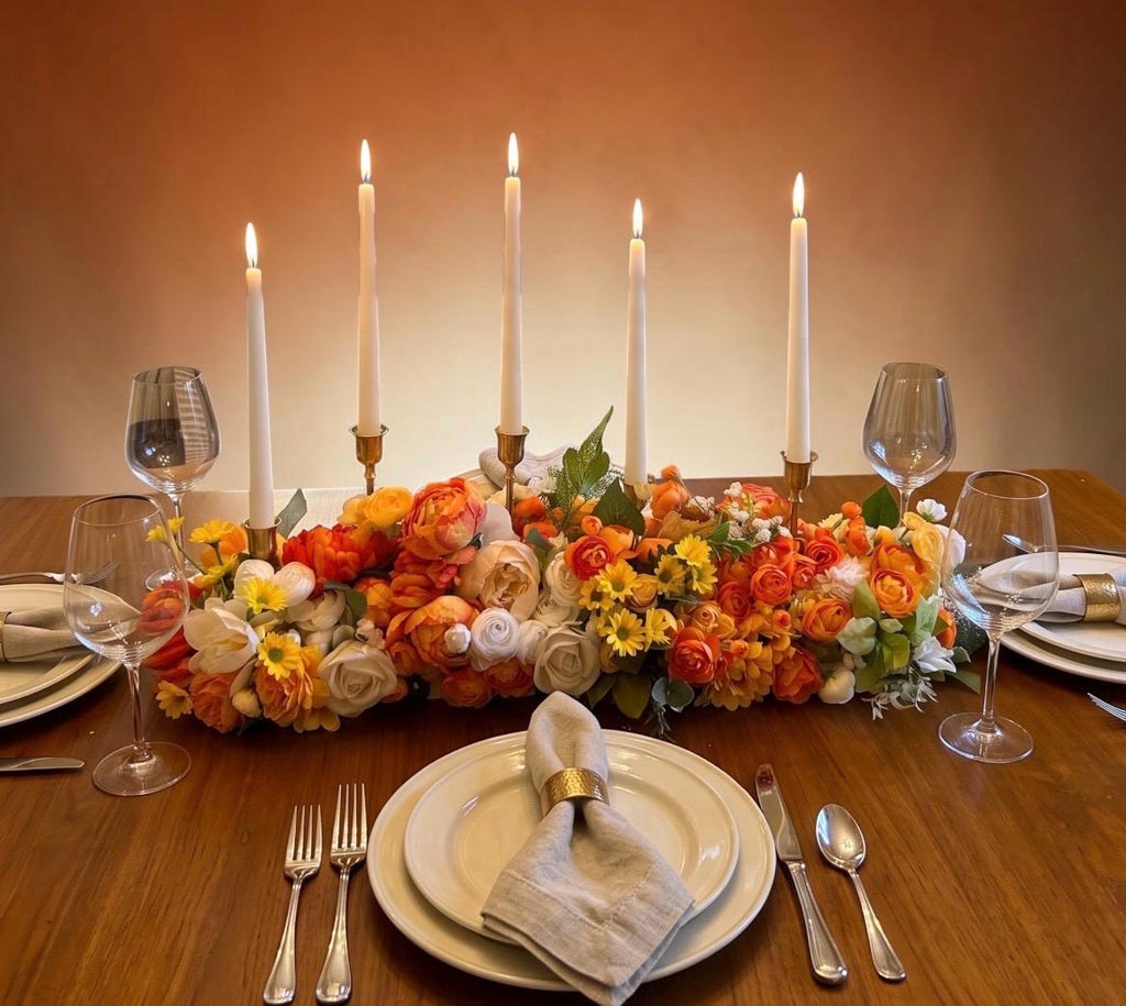Large Fall Floral Centerpiece with Candle Holders