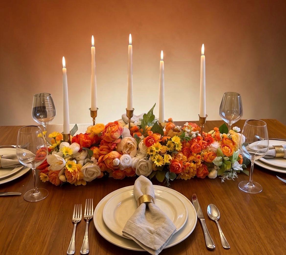 Large Fall Floral Centerpiece with Candle Holders