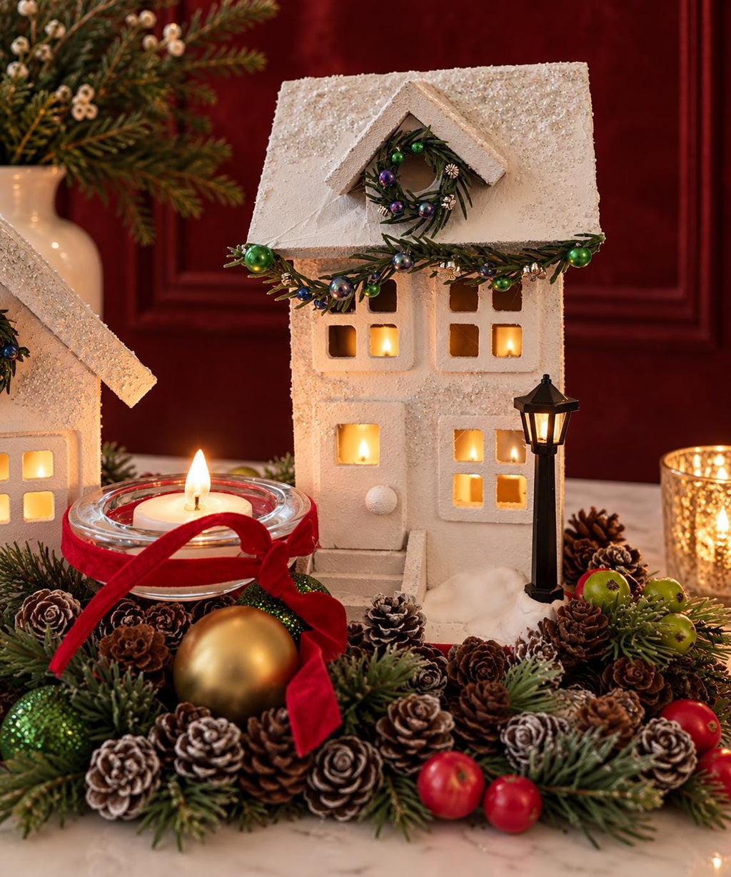 Hand-Crafted Christmas Village Centerpiece