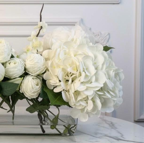 White Hydrangea & Rose Centerpiece