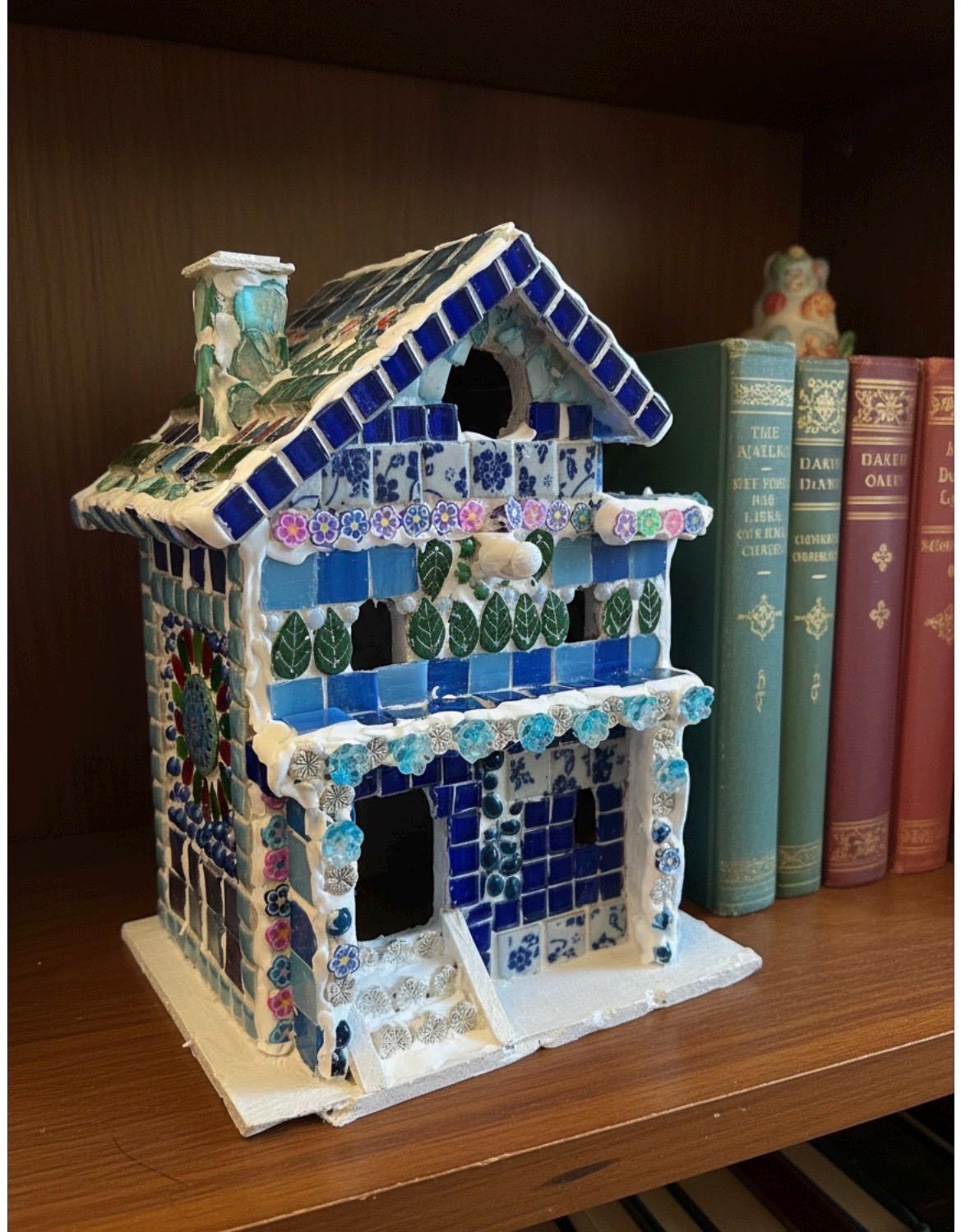 Handmade Mosaic Birdhouse with Ceramic Tile