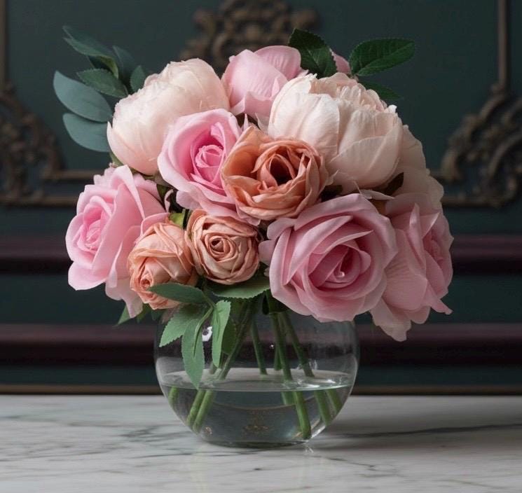 Deluxe Pink Arrangement in a Glass Vase