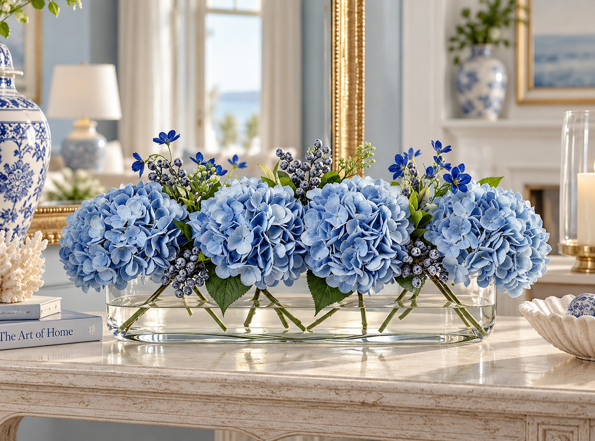 Blue Hydrangea Centerpiece