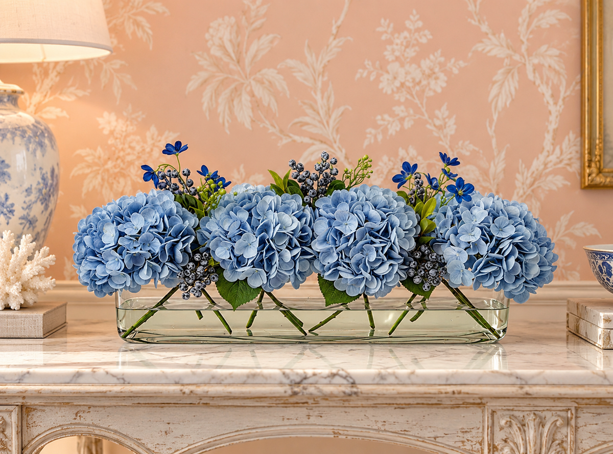 Blue Hydrangea Centerpiece