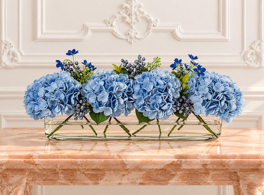 Blue Hydrangea Centerpiece