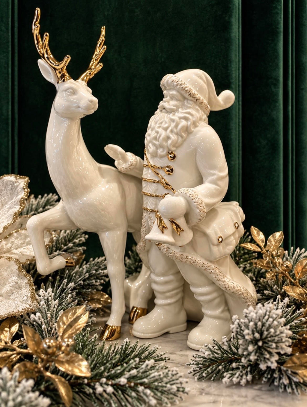 Vintage Reindeer & Santa Christmas Centerpiece